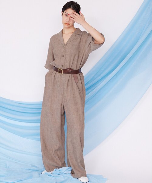THE PAUSE（ザ ポーズ）の「【THE PAUSE】リネン混カイキンジャンプスーツ（つなぎ/オールインワン・レディース・ブラウン/ブラック・FREE）」の21枚目の写真