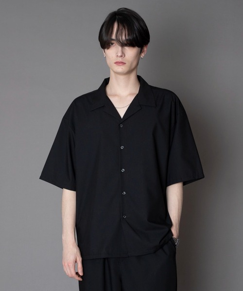BROWNY(ブラウニー)の「BROWNY/【26年春夏新作】TRオープンカラーシャツ(シャツ/ブラウス・メンズ・サックスブルー/ブラック/ホワイト/ライトグレー・SMALL/MEDIUM/LARGE)」の2枚目の写真