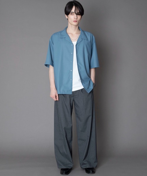 BROWNY(ブラウニー)の「BROWNY/【26年春夏新作】TRオープンカラーシャツ(シャツ/ブラウス・メンズ・サックスブルー/ブラック/ホワイト/ライトグレー・SMALL/MEDIUM/LARGE)」の8枚目の写真
