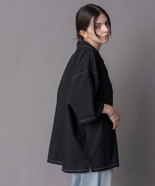 BROWNY(ブラウニー)の「BROWNY/【26年春夏新作】TRオープンカラーシャツ(シャツ/ブラウス・メンズ・サックスブルー/ブラック/ホワイト/ライトグレー・SMALL/MEDIUM/LARGE)」の16枚目の写真