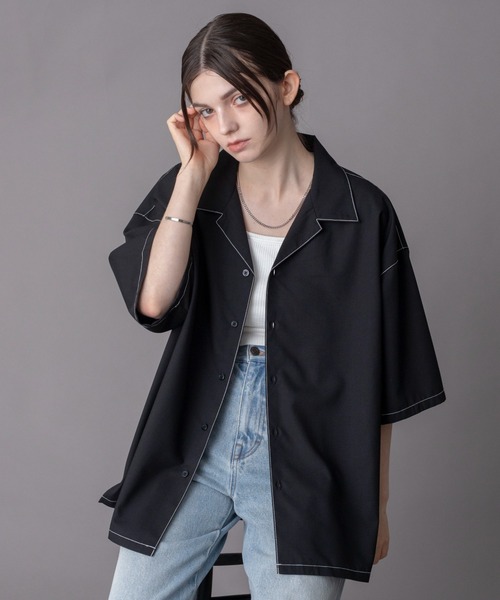 BROWNY(ブラウニー)の「BROWNY/【26年春夏新作】TRオープンカラーシャツ(シャツ/ブラウス・メンズ・サックスブルー/ブラック/ホワイト/ライトグレー・SMALL/MEDIUM/LARGE)」の15枚目の写真