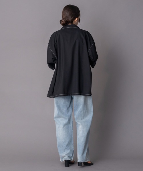 BROWNY(ブラウニー)の「BROWNY/【26年春夏新作】TRオープンカラーシャツ(シャツ/ブラウス・メンズ・サックスブルー/ブラック/ホワイト/ライトグレー・SMALL/MEDIUM/LARGE)」の14枚目の写真