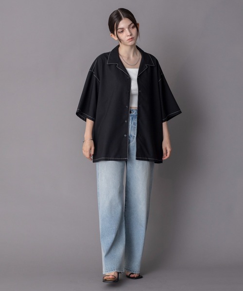 BROWNY(ブラウニー)の「BROWNY/【26年春夏新作】TRオープンカラーシャツ(シャツ/ブラウス・メンズ・サックスブルー/ブラック/ホワイト/ライトグレー・SMALL/MEDIUM/LARGE)」の13枚目の写真