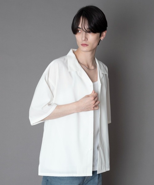 BROWNY(ブラウニー)の「BROWNY/【26年春夏新作】TRオープンカラーシャツ(シャツ/ブラウス・メンズ・サックスブルー/ブラック/ホワイト/ライトグレー・SMALL/MEDIUM/LARGE)」の17枚目の写真