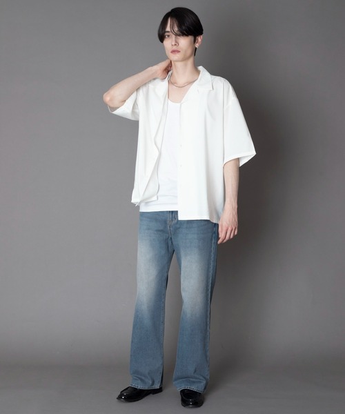 BROWNY(ブラウニー)の「BROWNY/【26年春夏新作】TRオープンカラーシャツ(シャツ/ブラウス・メンズ・サックスブルー/ブラック/ホワイト/ライトグレー・SMALL/MEDIUM/LARGE)」の18枚目の写真
