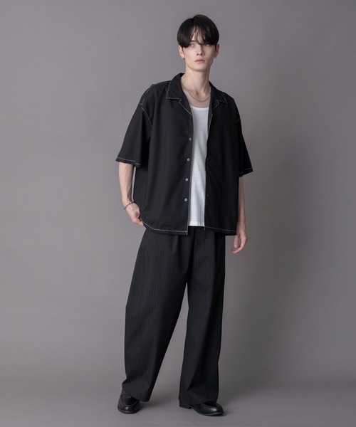 BROWNY(ブラウニー)の「BROWNY/【26年春夏新作】TRオープンカラーシャツ(シャツ/ブラウス・メンズ・サックスブルー/ブラック/ホワイト/ライトグレー・SMALL/MEDIUM/LARGE)」の20枚目の写真