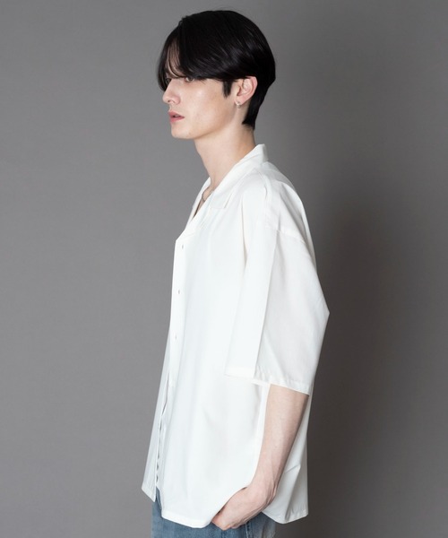 BROWNY(ブラウニー)の「BROWNY/【26年春夏新作】TRオープンカラーシャツ(シャツ/ブラウス・メンズ・サックスブルー/ブラック/ホワイト/ライトグレー・SMALL/MEDIUM/LARGE)」の11枚目の写真