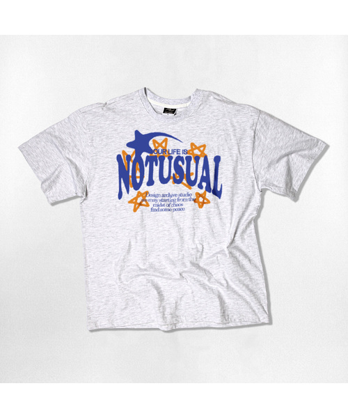 NOTUSUAL(ノットユージュアル)の「ブルースター オーバーサイズ 半袖Tシャツ 4カラー(Tシャツ/カットソー・レディース・ホワイト×グレー/ブラック/ネイビー/ホワイト・SMALL/MEDIUM/LARGE/X-LARGE)」の2枚目の写真