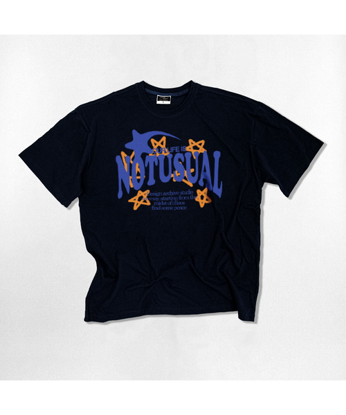 NOTUSUAL(ノットユージュアル)の「ブルースター オーバーサイズ 半袖Tシャツ 4カラー(Tシャツ/カットソー・レディース・ホワイト×グレー/ブラック/ネイビー/ホワイト・SMALL/MEDIUM/LARGE/X-LARGE)」の4枚目の写真