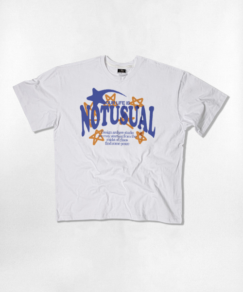 NOTUSUAL(ノットユージュアル)の「ブルースター オーバーサイズ 半袖Tシャツ 4カラー(Tシャツ/カットソー・レディース・ホワイト×グレー/ブラック/ネイビー/ホワイト・SMALL/MEDIUM/LARGE/X-LARGE)」の5枚目の写真