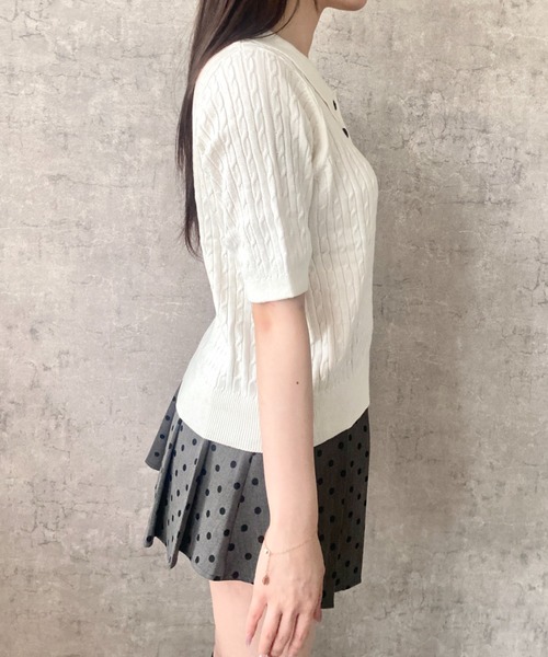 Mejoul（メジュール）の「【26年春夏新作】【BEVERLY HILLS POLO CLUB】ワンポイント刺繍 半袖ケーブルサマーニット ポロシャツ（ポロシャツ・レディース・コーラル/チャコール/アイボリー・F）」の22枚目の写真
