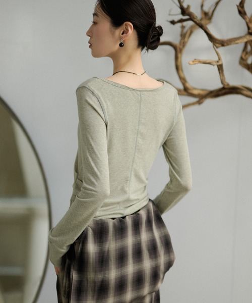 LAULEN(ローレン)の「front hook side tuck tops /フロントホックサイドタックトップス(Tシャツ/カットソー・レディース・イエロー/ブラック/グレー・FREE)」の8枚目の写真
