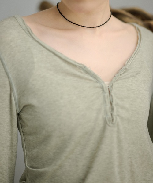 LAULEN(ローレン)の「front hook side tuck tops /フロントホックサイドタックトップス(Tシャツ/カットソー・レディース・イエロー/ブラック/グレー・FREE)」の18枚目の写真