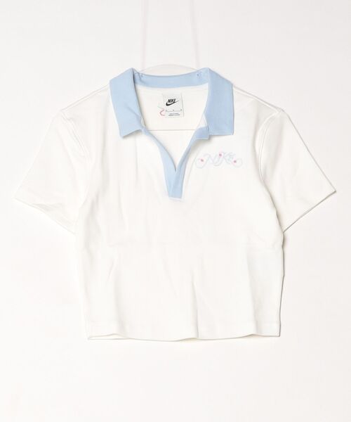 NIKE（ナイキ）の「ナイキ NIKE ナイキ   NSW クロップS/S トップ（ポロシャツ・レディース・ブラック×ホワイト/ホワイト×ブルー・S/M/L/XL）」の8枚目の写真