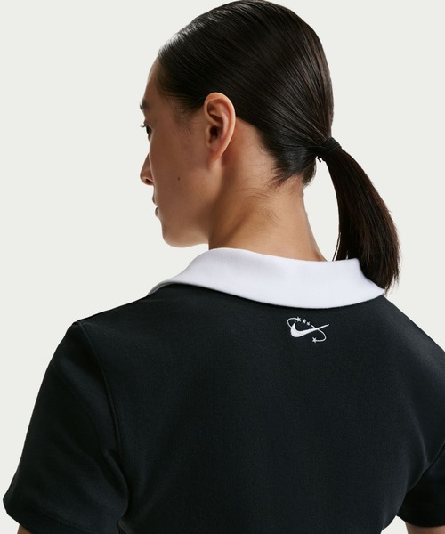 NIKE（ナイキ）の「ナイキ NIKE ナイキ   NSW クロップS/S トップ（ポロシャツ・レディース・ブラック×ホワイト/ホワイト×ブルー・S/M/L/XL）」の7枚目の写真