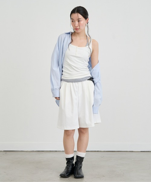 NUJOH(ヌゾ)の「Layered Strap Slim Tank Top / レイヤードストラップスリムタンクトップ(タンクトップ・レディース・ピンク/ライトブルー/アイボリー/グレー・FREE)」の13枚目の写真