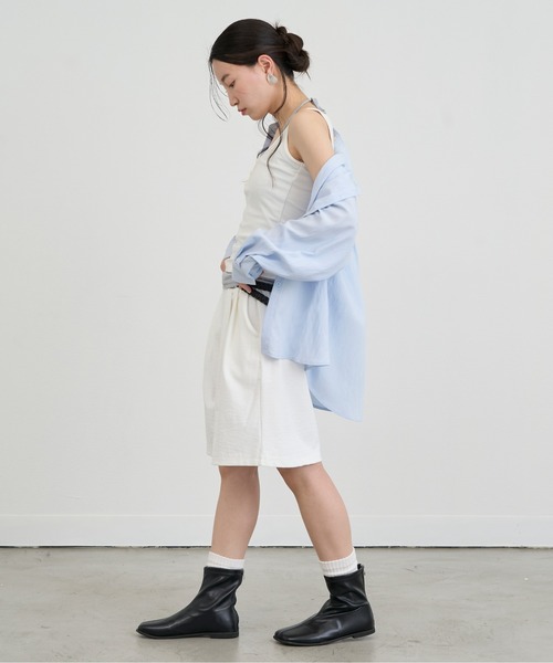 NUJOH(ヌゾ)の「Layered Strap Slim Tank Top / レイヤードストラップスリムタンクトップ(タンクトップ・レディース・ピンク/ライトブルー/アイボリー/グレー・FREE)」の14枚目の写真