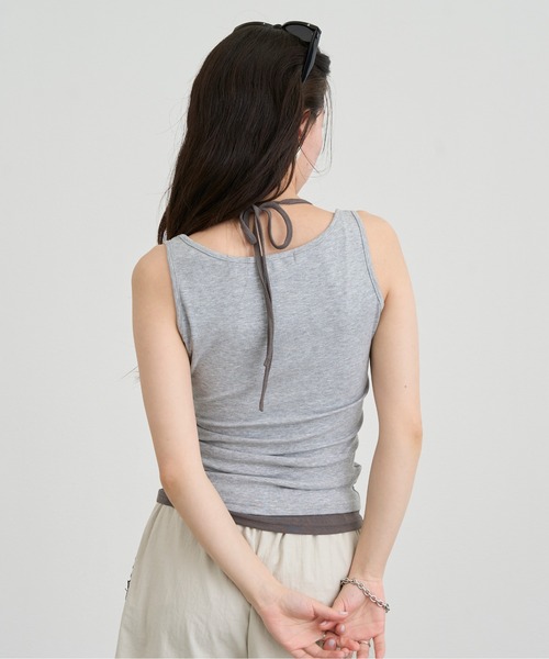 NUJOH（ヌゾ）の「Layered Strap Slim Tank Top / レイヤード