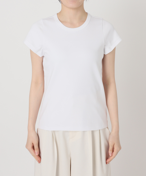 Noble(ノーブル)の「《追加・WEB限定カラー》スビンコットンスムースコンパクトTシャツ2(Tシャツ/カットソー・レディース・ベージュ/チョコ/ブラック/ライトグリーン/ホワイト・FREE)」の22枚目の写真
