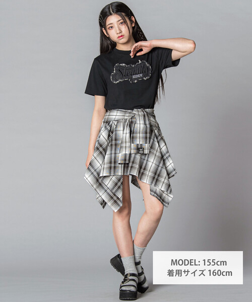 ZIDDY(ジディ)の「【 ニコ☆プチ 】デニムワッペン ロゴTシャツ(130~160cm)(Tシャツ/カットソー・キッズ・ブルー/ブラック・140cm/150cm/130cm/FREE)」の6枚目の写真
