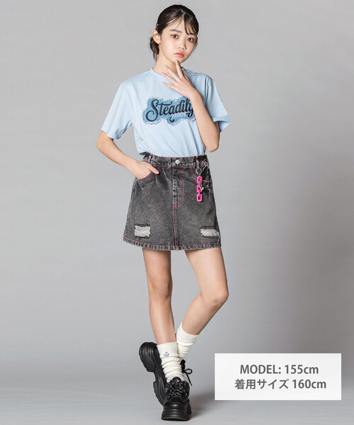 ZIDDY(ジディ)の「【 ニコ☆プチ 】デニムワッペン ロゴTシャツ(130~160cm)(Tシャツ/カットソー・キッズ・ブルー/ブラック・140cm/150cm/130cm/FREE)」の7枚目の写真