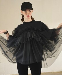VIVIANO（ヴィヴィアーノ）の「VIVIANO × Firsthand/ヴィヴィアーノ 別注 Volume Tulle T-shirt / ボリューム チュール Tシャツ（Tシャツ/カットソー）」