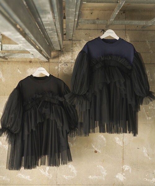 Firsthand(ファーストハンド)の「VIVIANO × Firsthand/ヴィヴィアーノ 別注 Volume Tulle T-shirt / ボリューム チュール Tシャツ(Tシャツ/カットソー・レディース・ブラック/ネイビー・FREE)」の7枚目の写真
