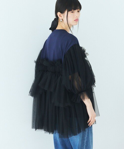 Firsthand(ファーストハンド)の「VIVIANO × Firsthand/ヴィヴィアーノ 別注 Volume Tulle T-shirt / ボリューム チュール Tシャツ(Tシャツ/カットソー・レディース・ブラック/ネイビー・FREE)」の10枚目の写真
