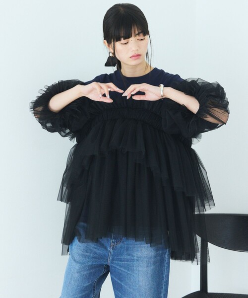 Firsthand(ファーストハンド)の「VIVIANO × Firsthand/ヴィヴィアーノ 別注 Volume Tulle T-shirt / ボリューム チュール Tシャツ(Tシャツ/カットソー・レディース・ブラック/ネイビー・FREE)」の13枚目の写真