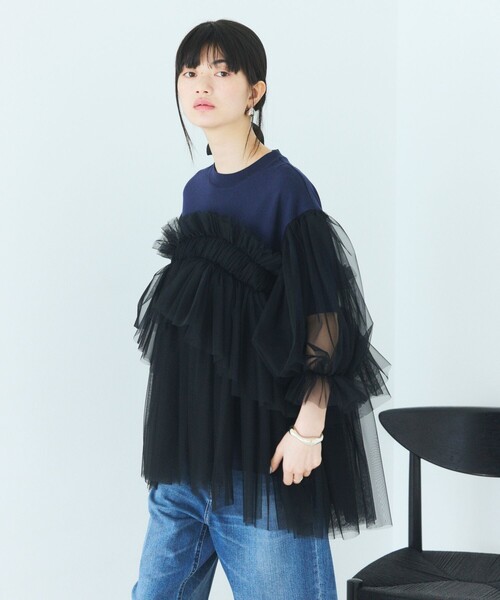 Firsthand(ファーストハンド)の「VIVIANO × Firsthand/ヴィヴィアーノ 別注 Volume Tulle T-shirt / ボリューム チュール Tシャツ(Tシャツ/カットソー・レディース・ブラック/ネイビー・FREE)」の14枚目の写真