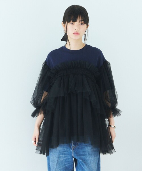 Firsthand(ファーストハンド)の「VIVIANO × Firsthand/ヴィヴィアーノ 別注 Volume Tulle T-shirt / ボリューム チュール Tシャツ(Tシャツ/カットソー・レディース・ブラック/ネイビー・FREE)」の20枚目の写真