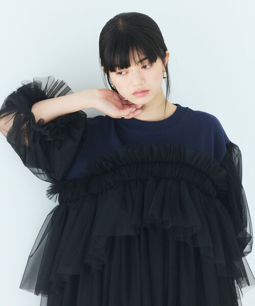 Firsthand(ファーストハンド)の「VIVIANO × Firsthand/ヴィヴィアーノ 別注 Volume Tulle T-shirt / ボリューム チュール Tシャツ(Tシャツ/カットソー・レディース・ブラック/ネイビー・FREE)」の21枚目の写真