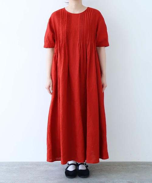 bulle de savon(ビュルデサボン)の「△40/リネン pin tuck ワンピース(ワンピース・レディース・レッド/ブラック・FREE)」の14枚目の写真