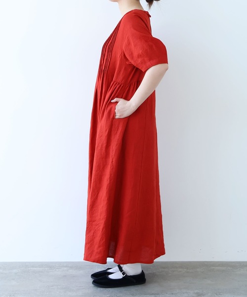 bulle de savon(ビュルデサボン)の「△40/リネン pin tuck ワンピース(ワンピース・レディース・レッド/ブラック・FREE)」の15枚目の写真
