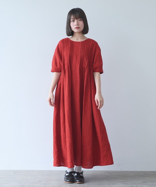 40/リネン pin tuck ワンピース（ワンピース）｜bulle de savon