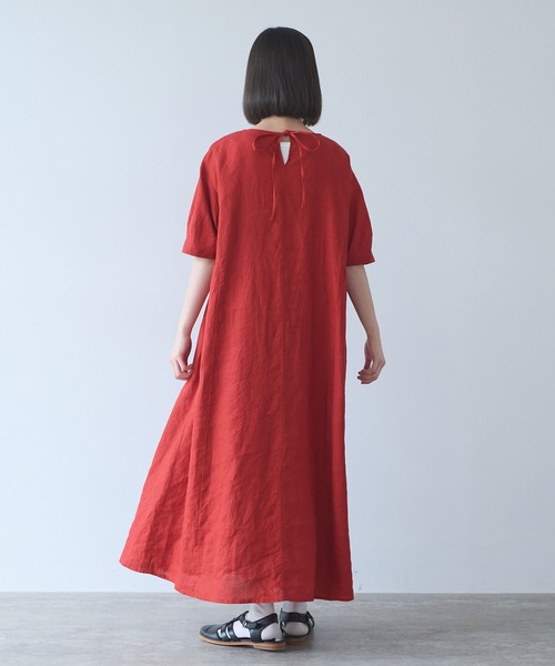 bulle de savon(ビュルデサボン)の「△40/リネン pin tuck ワンピース(ワンピース・レディース・レッド/ブラック・FREE)」の7枚目の写真