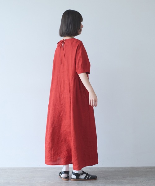 bulle de savon(ビュルデサボン)の「△40/リネン pin tuck ワンピース(ワンピース・レディース・レッド/ブラック・FREE)」の8枚目の写真