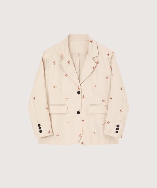 LA POMME petit(ラポミ・プチ)の「Butterfly Embroidery Jacket Set Up(セットアップ・レディース・アイボリー・LARGE/MEDIUM/SMALL)」の2枚目の写真