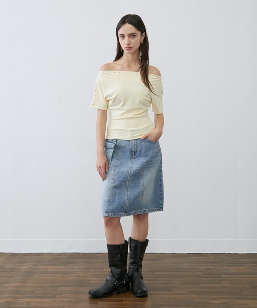 Rohwel（ローウェル）の「Half Denim Skirt / ハーフデニムスカート（デニムスカート・レディース・ブルー・FREE）」の2枚目の写真