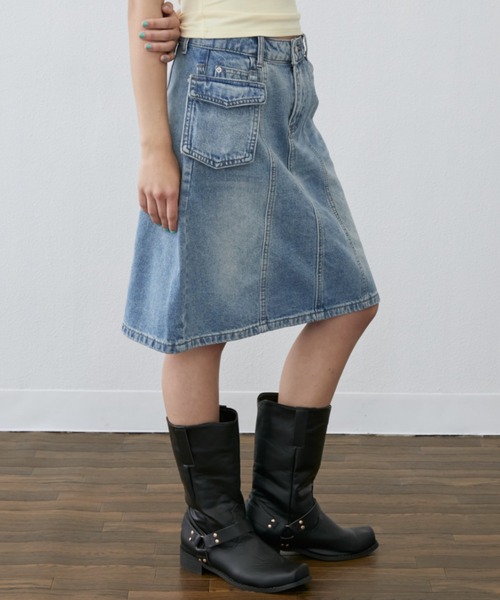 Rohwel（ローウェル）の「Half Denim Skirt / ハーフデニムスカート（デニムスカート・レディース・ブルー・FREE）」の9枚目の写真
