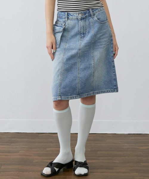 Rohwel（ローウェル）の「Half Denim Skirt / ハーフデニムスカート（デニムスカート・レディース・ブルー・FREE）」の18枚目の写真
