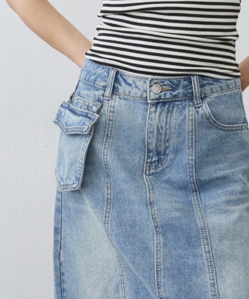 Rohwel（ローウェル）の「Half Denim Skirt / ハーフデニムスカート（デニムスカート・レディース・ブルー・FREE）」の14枚目の写真