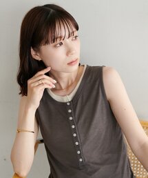 【WEB限定】配色ヘンリーノースリーブ