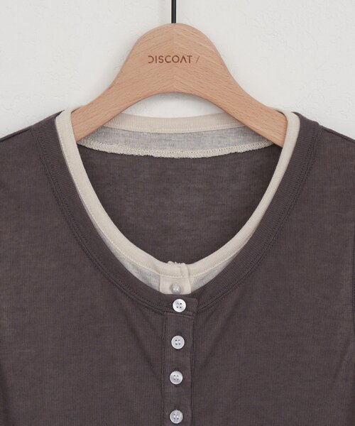 DISCOAT(ディスコート)の「【WEB限定】配色ヘンリーノースリーブ(Tシャツ/カットソー・レディース・ネイビー/ミント/チャコールグレー・MEDIUM)」の16枚目の写真