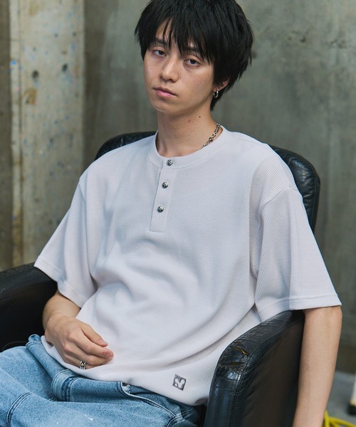 THERMAL DRAWSTRING HENLEY NECK T-SHIRT / サーマル ドローストリング
