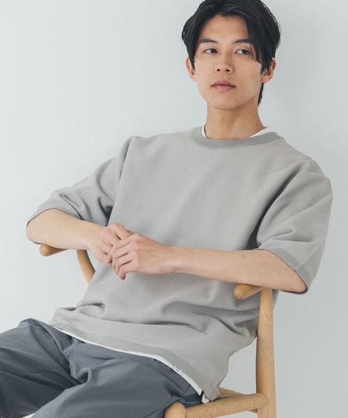 GLOBAL WORK(グローバルワーク)の「トクトク2SETカノコニット半袖T/684790(ニット/セーター・メンズ・ネイビー/グレー/チャコールグレー/ブラウン系その他6・X-LARGE/SMALL/LARGE/MEDIUM)」の1枚目の写真