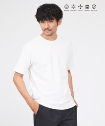 【SMART CLOSET】シルケット天竺 ワイドリブ Tシャツ / 接触冷感 / 遮熱