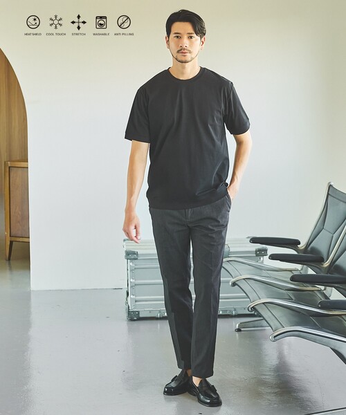 ABAHOUSE GRAY(アバハウスグレイ)の「【SMART CLOSET】シルケット天竺 ワイドリブ Tシャツ / 接触冷感 / 遮熱(Tシャツ/カットソー・メンズ・ネイビー/ブラック/ホワイト/グレイッシュベージュ/グリーン・46/48/44/50)」の6枚目の写真