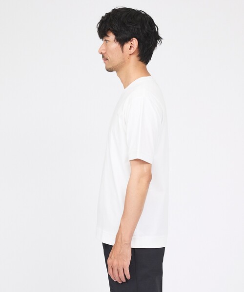 ABAHOUSE GRAY(アバハウスグレイ)の「【SMART CLOSET】シルケット天竺 ワイドリブ Tシャツ / 接触冷感 / 遮熱(Tシャツ/カットソー・メンズ・ネイビー/ブラック/ホワイト/グレイッシュベージュ/グリーン・46/48/44/50)」の7枚目の写真