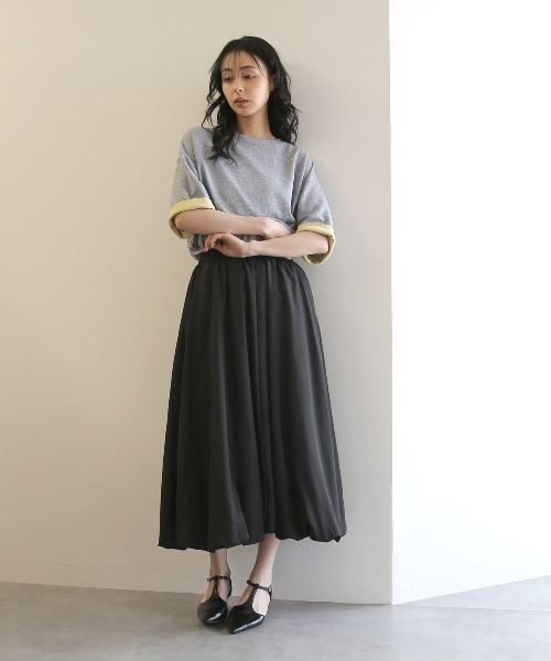 No one knows(ノーワンノーズ)の「ZOZO限定 半袖 バイカラー配色 袖ロールアップ プルオーバー(Tシャツ/カットソー・レディース・杢グレー/チャコール・FREE)」の3枚目の写真